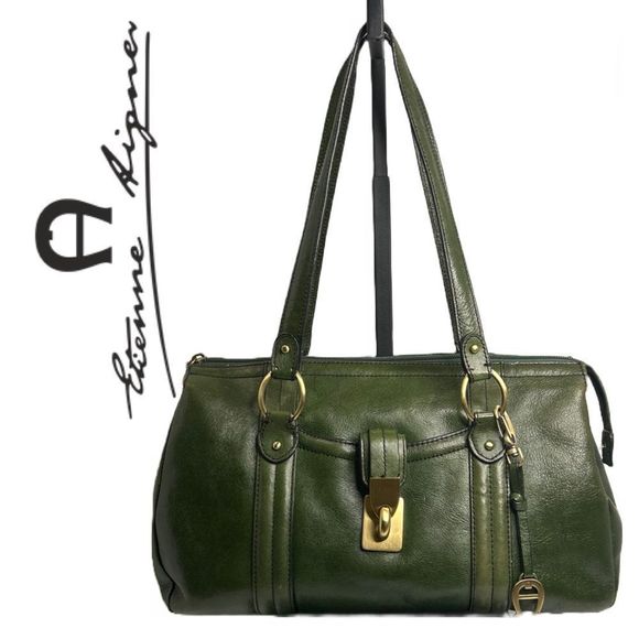 Etienne Aigner VINTAGE‎ Green Leather Shoulder Bag - Picture 1 of 4